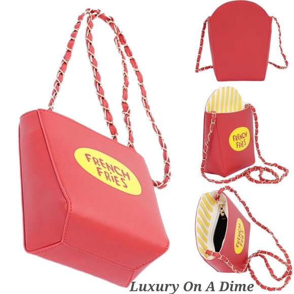 French Fries Purse Novelty Shoulder Chain Crossbody Handbag Cosplay Food Bucket - Picture 10 of 11